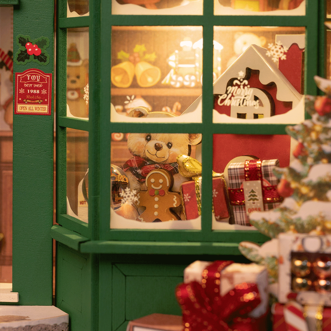 Detalle de la fachada de Santa’s Toy Shop