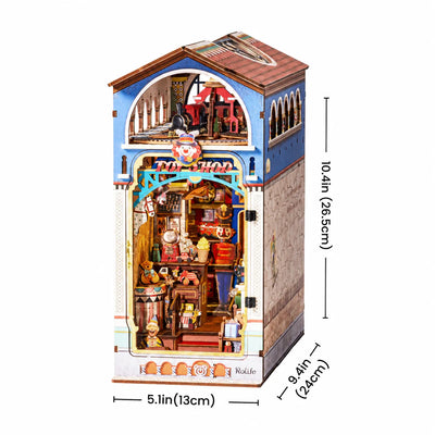 Treasure Toy Shop montado con sus dimensiones señaladas.