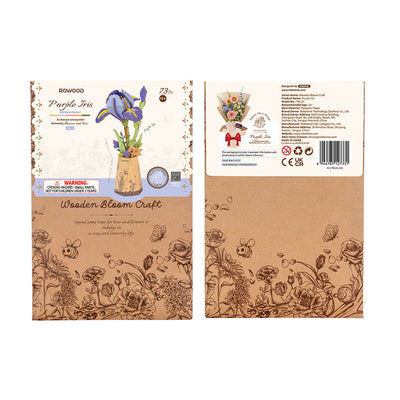 Vistas delantera y trasera de la caja del kit Purple Iris.