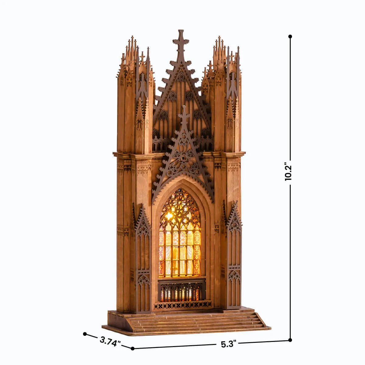 Twin-Tower Cathedral montada con las dimensiones señaladas.