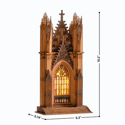 Twin-Tower Cathedral montada con las dimensiones señaladas.