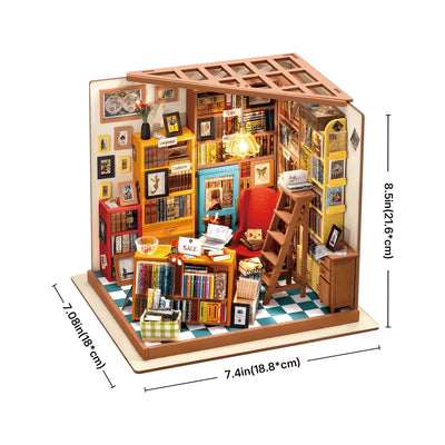 Sam’s Study montado con sus dimensiones señaladas.