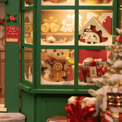 Detalle de la fachada de Santa’s Toy Shop