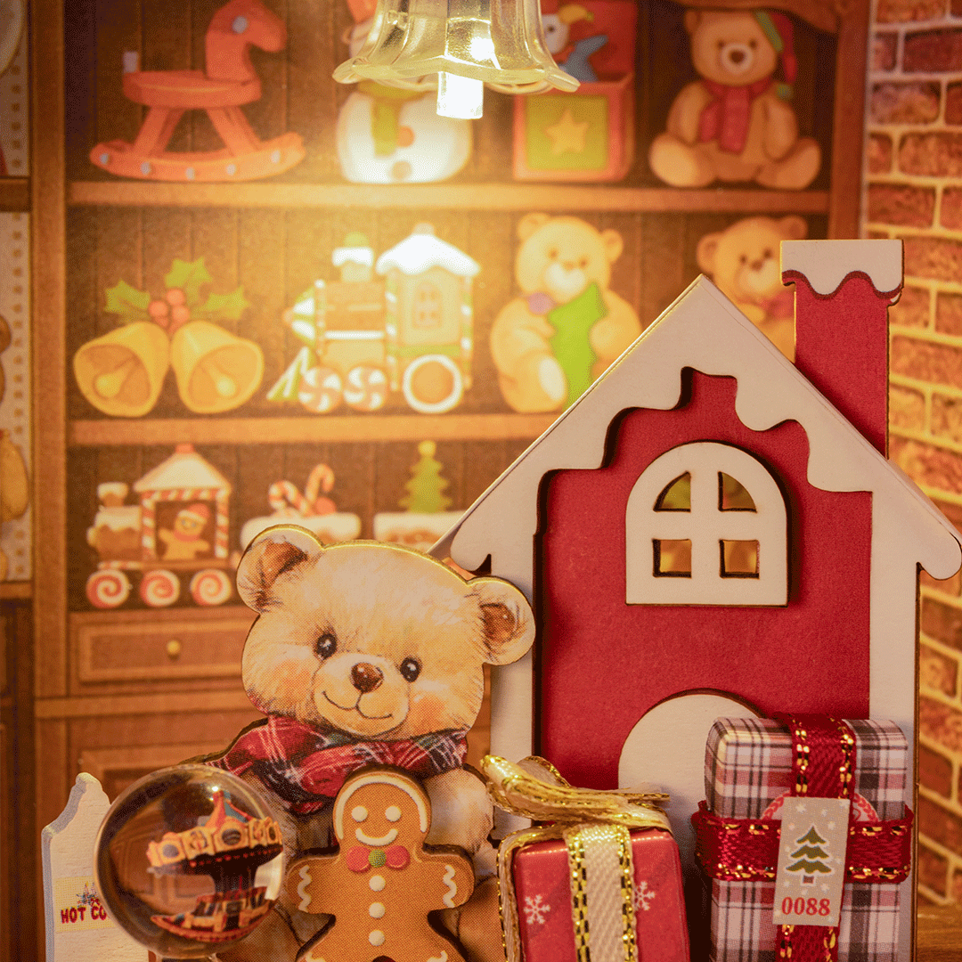 
Detalle interior iluminado de Santa’s Toy Shop