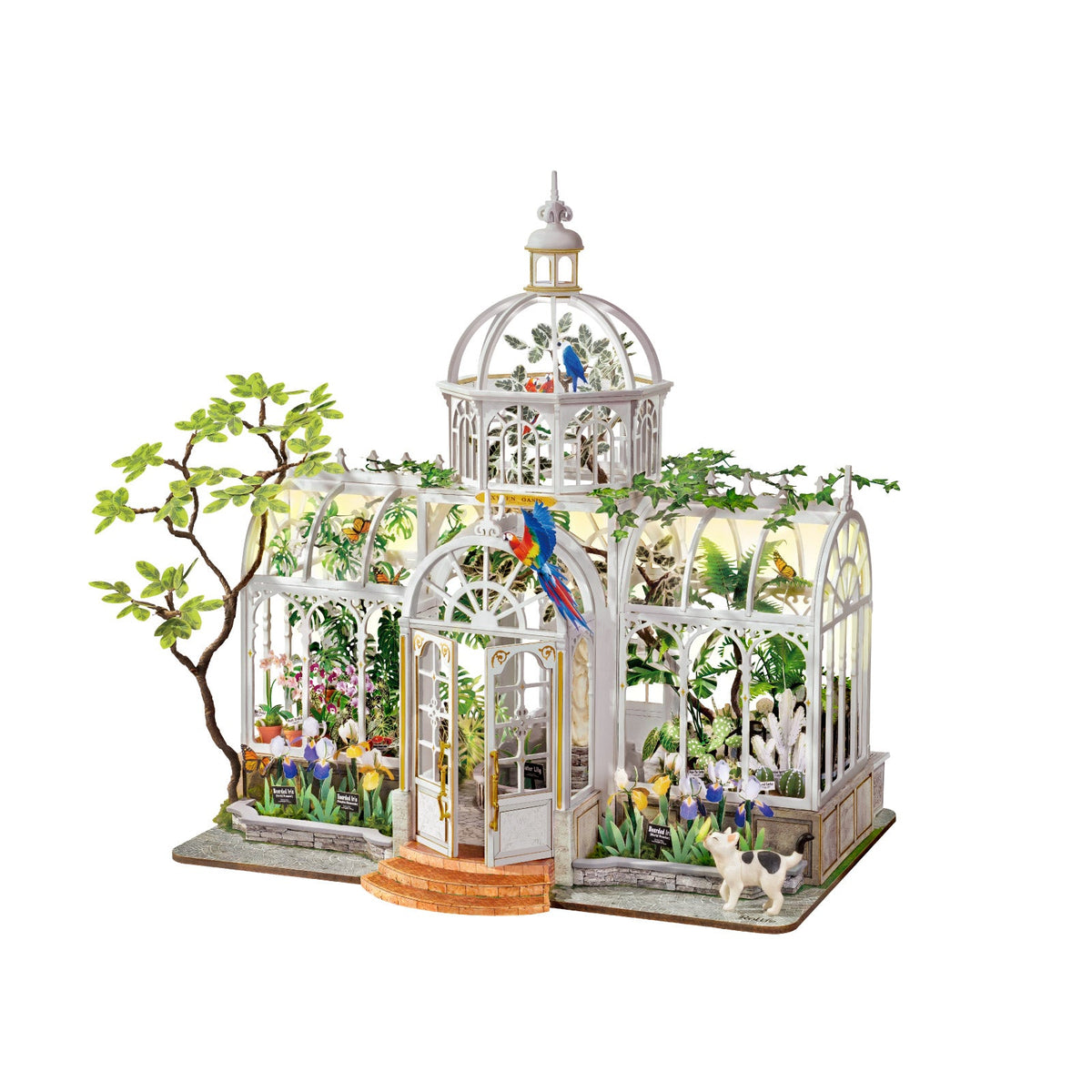 Oxygen Oasis completo sobre fondo blanco, con cúpula y plantas en miniatura.
