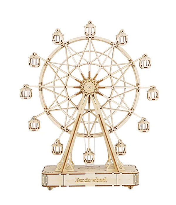 
Ferris Wheel Music Box completa vista de frente sobre fondo blanco.