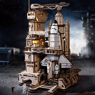 Transbordador vertical junto a la torre en una escena espacial · ROKR