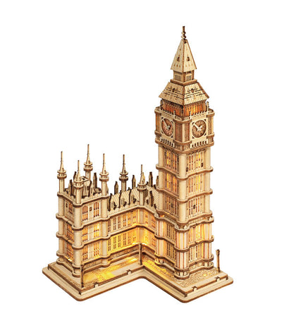 Big Ben de madera completo sobre fondo blanco · Rolife