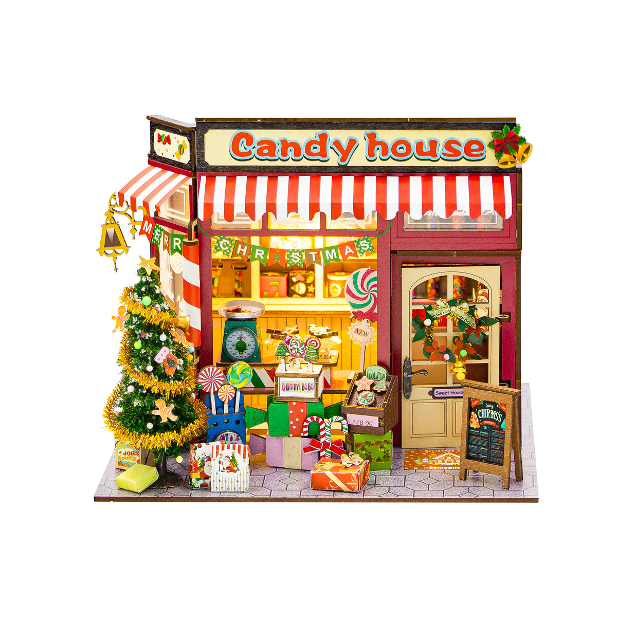 Candy House de Hongda, montada sobre fondo blanco, vista en otro ángulo