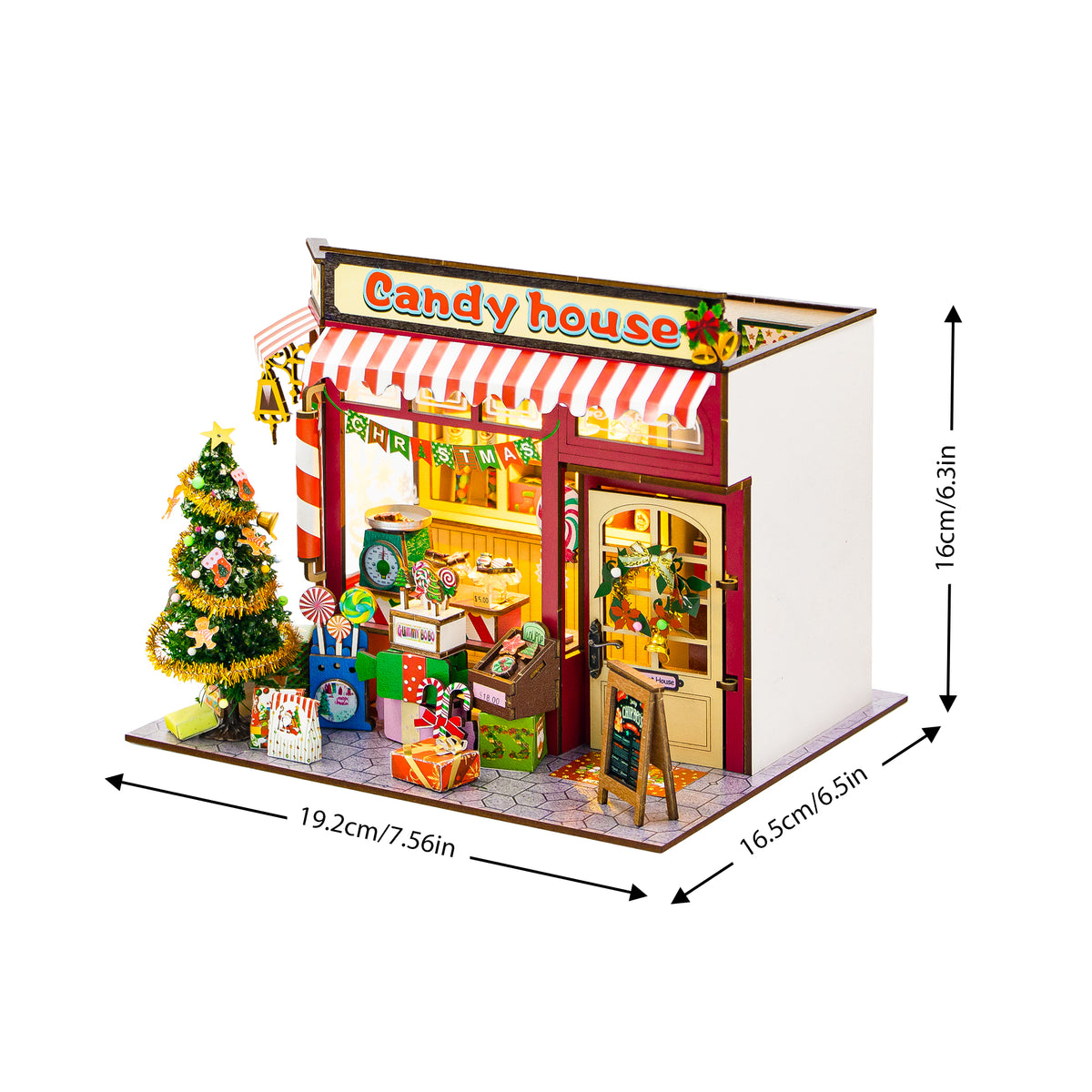 Candy House de Hongda, dimensiones del modelo montado